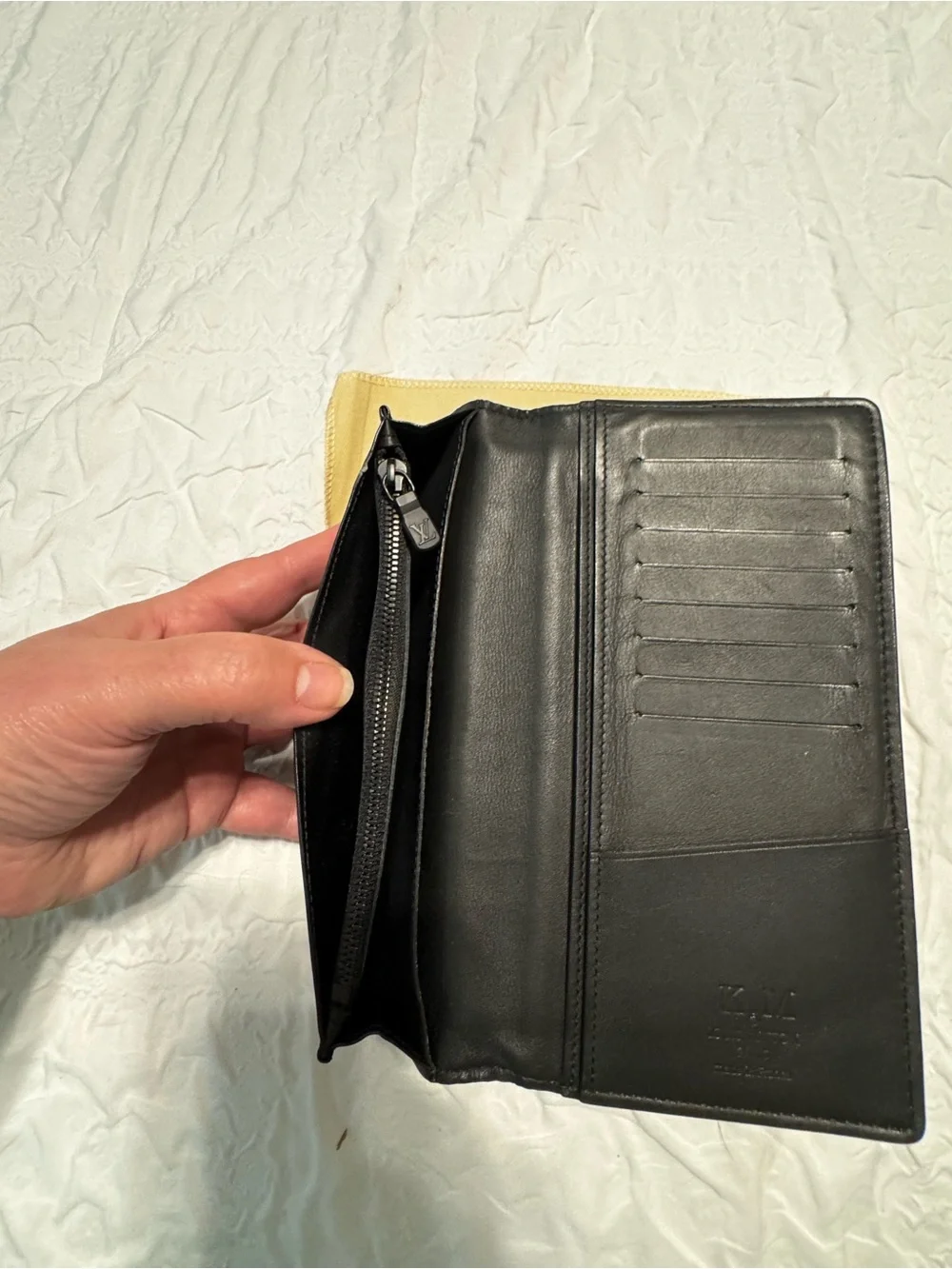 Louis Vuitton Black Embossed 'LOUIS' Leather Long Wallet